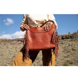 Range Revolution Fringe Hobo Bag in Mahogany